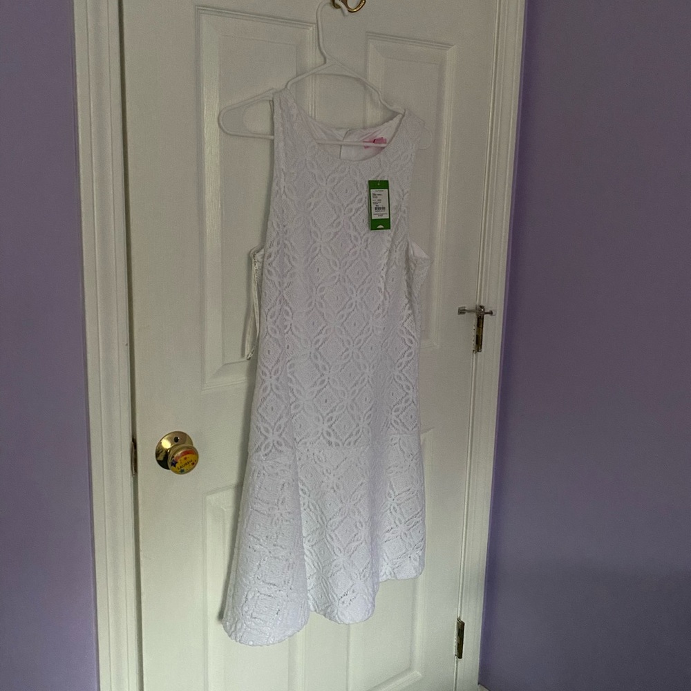NWT Lilly Pulitzer Kent White Resort Trellis Lace Fit and Flare Dress - Picture 2 of 5